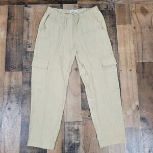 Aritzia Babaton Womens 00 Titan Pants Mid Rise Cargo Pull-On Beige‎ Linen Blend